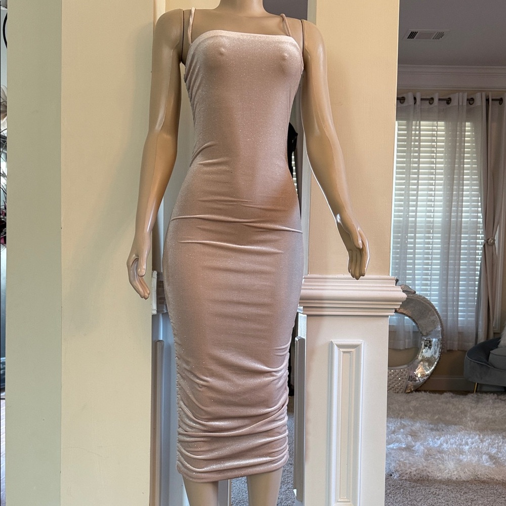 Sophisticated Beige Midi Dress